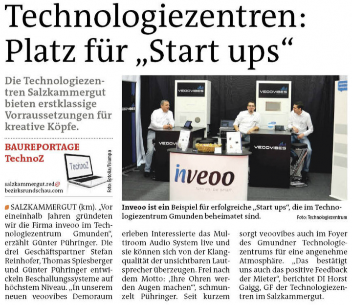 inveoo ist ein Beispiel für erfolgreiche „Start ups“, die im Technologiezentrum Gmunden beheimatet sind